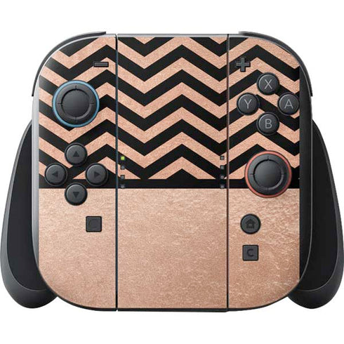 Rose Gold Chevron Split Nintendo Switch 2 (2025) with Joy-Con Skin